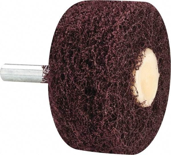 Merit Abrasives - 2" Diam, Medium Mounted Scrubber Buffing Wheel - 3 Ply, Medium Grade, 1/4" Shank Diam, 12,000 RPM - Top Tool & Supply