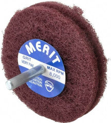 Merit Abrasives - 3" Diam, Medium Mounted Scrubber Buffing Wheel - 2 Ply, Very Fine Grade, 1/4" Shank Diam, 8,000 RPM - Top Tool & Supply