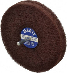 Merit Abrasives - 5" Diam, Medium Mounted Scrubber Buffing Wheel - 2 Ply, Very Fine Grade, 1/4" Shank Diam, 4,000 RPM - Top Tool & Supply