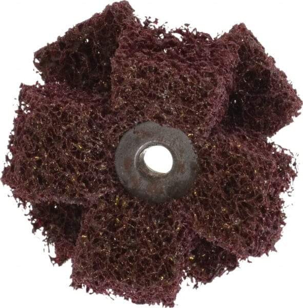 Merit Abrasives - 2" Diam Medium Density Cross Buff - 2 Plys, 1/4-20 Thread, Medium Grade, 12,000 Max RPM - Top Tool & Supply