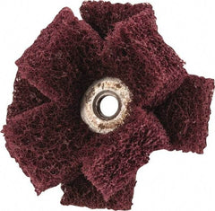 Merit Abrasives - 2" Diam Medium Density Cross Buff - 2 Plys, 1/4-20 Thread, Very Fine Grade, 12,000 Max RPM - Top Tool & Supply