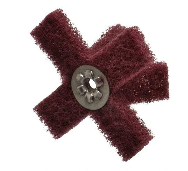 Merit Abrasives - 3" Diam Medium Density Cross Buff - 2 Plys, 1/4-20 Thread, Very Fine Grade, 8,000 Max RPM - Top Tool & Supply