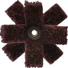 Merit Abrasives - 3" Diam Medium Density Cross Buff - 2 Plys, 1/4-20 Thread, Medium Grade, 8,000 Max RPM - Top Tool & Supply