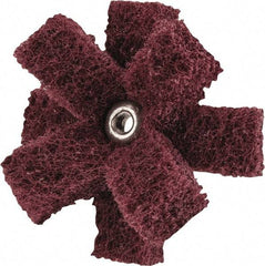 Merit Abrasives - 2" Diam Medium Density Cross Buff - 2 Plys, 8-32 Thread, Very Fine Grade, 12,000 Max RPM - Top Tool & Supply