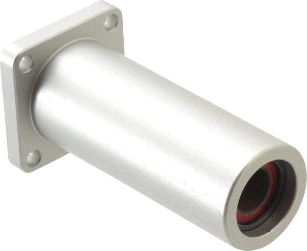 Pacific Bearing - 1/2" ID, 3-3/8" OAL x 1.63" OAH 4-Bolt Flange Mounted Bearing - 1,950 Lb Static Cap, 1-1/4" Btw Mnt Hole Ctrs, Aluminum - Top Tool & Supply