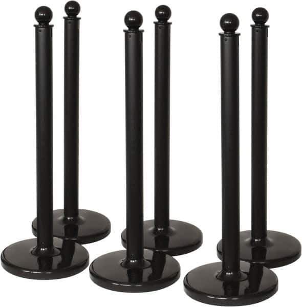 PRO-SAFE - 40" High, 2-1/2" Pole Diam, Warning Post - 14" Base Diam, Black Plastic Post - Top Tool & Supply