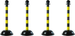 PRO-SAFE - 41" High, 2" Pole Diam, Warning Post - 16" Base Diam, Black & Yellow Plastic Post - Top Tool & Supply