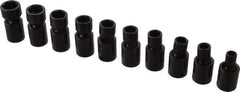 Proto - 10 Piece 3/8" Drive Standard Impact Socket Set - 6 Points, 8 to 17mm, Metric Measurement Standard - Top Tool & Supply