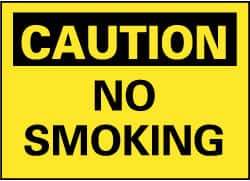 NMC - "Caution - No Smoking", 7" Long x 10" Wide, Pressure-Sensitive Vinyl Safety Sign - Rectangle, 0.004" Thick, Use for Accident Prevention - Top Tool & Supply