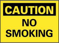 NMC - "Caution - No Smoking", 7" Long x 10" Wide, Pressure-Sensitive Vinyl Safety Sign - Rectangle, 0.004" Thick, Use for Accident Prevention - Top Tool & Supply