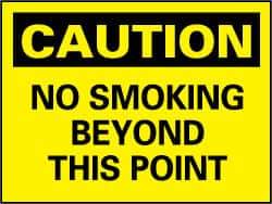 NMC - "Caution - No Smoking Beyond This Point", 7" Long x 10" Wide, Pressure-Sensitive Vinyl Safety Sign - Rectangle, 0.004" Thick, Use for Accident Prevention - Top Tool & Supply