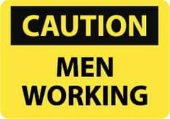 NMC - "Caution - Men Working", 10" Long x 14" Wide, Rigid Plastic Safety Sign - Rectangle, 0.05" Thick, Use for Accident Prevention - Top Tool & Supply