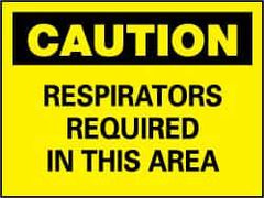 NMC - "Caution - Respirators Required in This Area", 7" Long x 10" Wide, Rigid Plastic Safety Sign - Rectangle, 0.05" Thick, Use for Accident Prevention - Top Tool & Supply