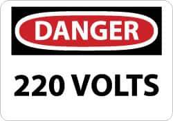 NMC - "Danger - 220 Volts", 10" Long x 14" Wide, Rigid Plastic Safety Sign - Rectangle, 0.05" Thick, Use for Accident Prevention - Top Tool & Supply