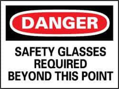 NMC - "Danger - Safety Glasses Must Be Worn While Operating This Machine", 7" Long x 10" Wide, Rigid Plastic Safety Sign - Rectangle, 0.05" Thick, Use for Accident Prevention - Top Tool & Supply