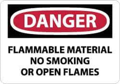 NMC - "Danger - Flammable Material - No Smoking or Open Flames", 7" Long x 10" Wide, Rigid Plastic Safety Sign - Rectangle, 0.05" Thick, Use for Accident Prevention - Top Tool & Supply