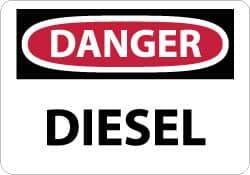 NMC - "Danger - Diesel", 7" Long x 10" Wide, Rigid Plastic Safety Sign - Rectangle, 0.05" Thick, Use for Hazardous Materials - Top Tool & Supply