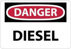 NMC - "Danger - Diesel", 10" Long x 14" Wide, Pressure-Sensitive Vinyl Safety Sign - Rectangle, 0.004" Thick, Use for Hazardous Materials - Top Tool & Supply