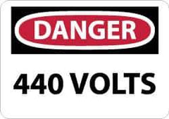 NMC - "Danger - 440 Volts", 7" Long x 10" Wide, Pressure-Sensitive Vinyl Safety Sign - Rectangle, 0.004" Thick, Use for Accident Prevention - Top Tool & Supply