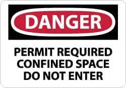 NMC - "Danger - Permit Required - Confined Space - Do Not Enter", 10" Long x 14" Wide, Aluminum Safety Sign - Rectangle, 0.04" Thick, Use for Accident Prevention - Top Tool & Supply