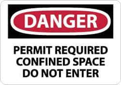 NMC - "Danger - Permit Required - Confined Space - Do Not Enter", 10" Long x 14" Wide, Aluminum Safety Sign - Rectangle, 0.04" Thick, Use for Accident Prevention - Top Tool & Supply