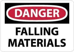 NMC - "Danger - Falling Materials", 10" Long x 14" Wide, Rigid Plastic Safety Sign - Rectangle, 0.05" Thick, Use for Accident Prevention - Top Tool & Supply