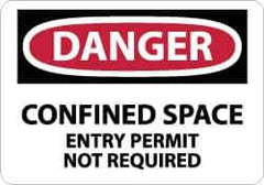 NMC - "Danger - Confined Space - Entry Permit Not Required", 10" Long x 14" Wide, Pressure-Sensitive Vinyl Safety Sign - Rectangle, 0.004" Thick, Use for Accident Prevention - Top Tool & Supply