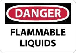 NMC - "Danger - Flammable Liquids", 7" Long x 10" Wide, Pressure-Sensitive Vinyl Safety Sign - Rectangle, 0.004" Thick, Use for Hazardous Materials - Top Tool & Supply