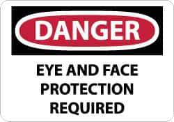 NMC - "Danger - Eye and Face Protection Required", 10" Long x 14" Wide, Pressure-Sensitive Vinyl Safety Sign - Rectangle, 0.004" Thick, Use for Accident Prevention - Top Tool & Supply