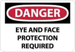 NMC - "Danger - Eye and Face Protection Required", 10" Long x 14" Wide, Pressure-Sensitive Vinyl Safety Sign - Rectangle, 0.004" Thick, Use for Accident Prevention - Top Tool & Supply