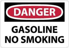 NMC - "Danger - Gasoline - No Smoking", 10" Long x 14" Wide, Aluminum Safety Sign - Rectangle, 0.04" Thick, Use for Accident Prevention - Top Tool & Supply