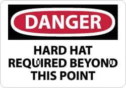 NMC - "Danger - Hard Hat Required Beyond This Point", 10" Long x 14" Wide, Aluminum Safety Sign - Rectangle, 0.04" Thick, Use for Accident Prevention - Top Tool & Supply