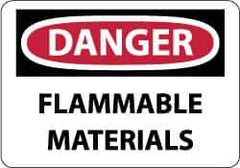 NMC - "Danger - Flammable Materials", 7" Long x 10" Wide, Pressure-Sensitive Vinyl Safety Sign - Rectangle, 0.004" Thick, Use for Hazardous Materials - Top Tool & Supply