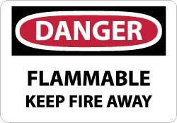 NMC - Danger - Flammable - Keep Fire Away, Plastic Fire Sign - 14" Wide x 10" High - Top Tool & Supply