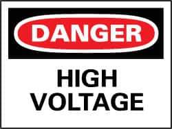 NMC - "Danger - High Voltage", 14" Long x 20" Wide, Pressure-Sensitive Vinyl Safety Sign - Rectangle, 0.004" Thick, Use for Accident Prevention - Top Tool & Supply