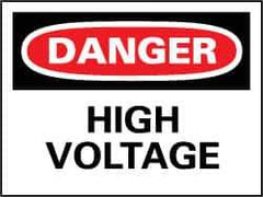 NMC - "Danger - High Voltage", 14" Long x 20" Wide, Pressure-Sensitive Vinyl Safety Sign - Rectangle, 0.004" Thick, Use for Accident Prevention - Top Tool & Supply