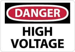 NMC - "Danger - High Voltage", 7" Long x 10" Wide, Rigid Plastic Safety Sign - Rectangle, 0.05" Thick, Use for Accident Prevention - Top Tool & Supply