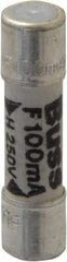 Cooper Bussmann - 250 VAC, 32 VDC, 0.1 Amp, Fast-Acting Miniature Ceramic Fuse - 20mm OAL, 5mm Diam - Top Tool & Supply