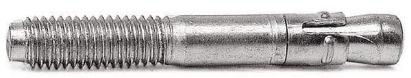 Wej-It - 3/8" Diam, 3-3/4" OAL, Grade 1018, Wedge Expansion Concrete Anchor - Steel, Galvanized, 1-3/4" Min Embedment, 2-1/2" Thread Length, Hex Nut Head, Hex Drive, 3/8" Drill - Top Tool & Supply