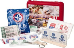 Medique - 61 Piece, Multipurpose/Auto/Travel First Aid Kit - 8" Wide x 2-1/2" Deep x 6" High, Plastic Case - Top Tool & Supply