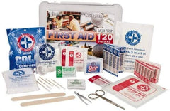 Medique - 120 Piece, Multipurpose/Auto/Travel First Aid Kit - 10" Wide x 3-1/2" Deep x 7-1/2" High, Plastic Case - Top Tool & Supply