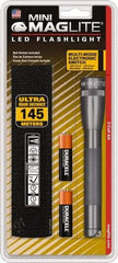 Mag-Lite - White LED Bulb, 97 Lumens, Mini Flashlight - Gray Aluminum Body, 2 AA Alkaline Batteries Included - Top Tool & Supply