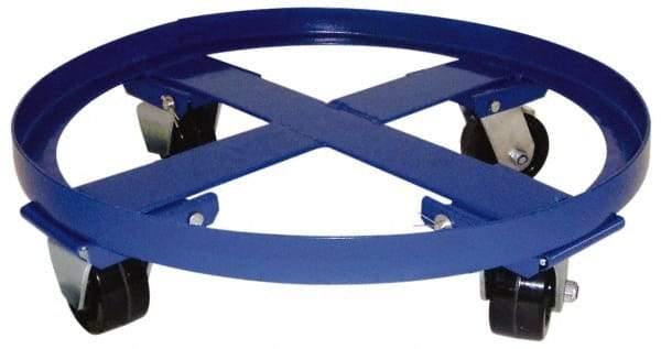 PRO-SOURCE - 2,000 Lb Load Capacity, 55 Gal Drum Dolly - 5-3/4" High, 4 Wheels - Top Tool & Supply