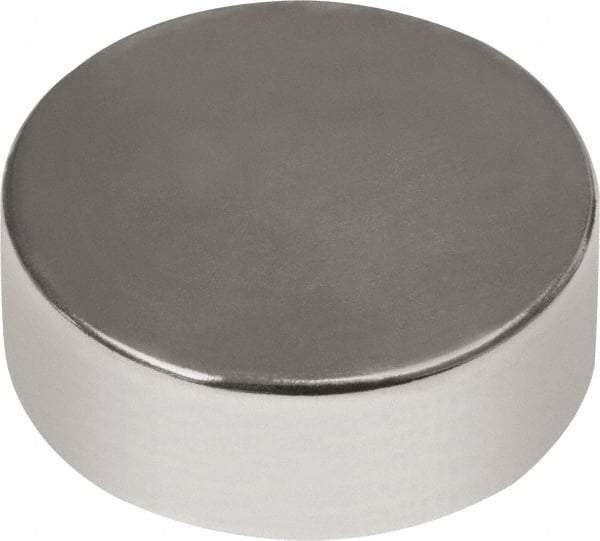 Mag-Mate - 3/4" Diam x 1/4" High Neodymium Rare Earth Magnet - 10.7 Lb Max Capacity, 180°F Max, Nickel Plated - Top Tool & Supply