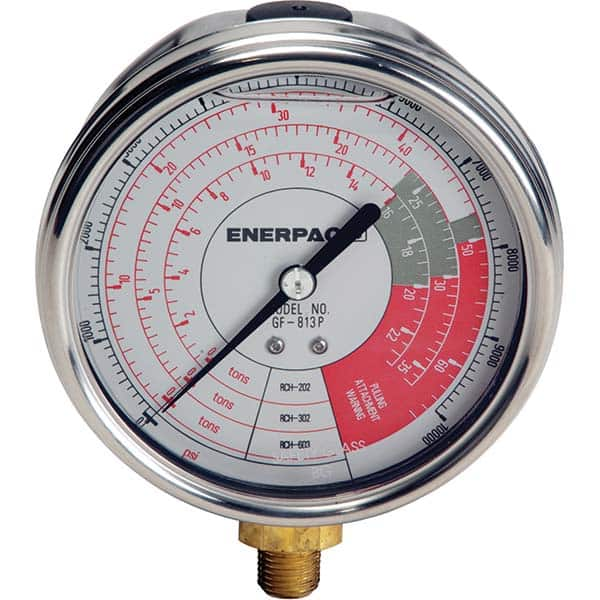 Enerpac - Hydraulic Pressure Gages & Adapters Type: Glycerine Filled Pressure Rating: 10000 - Top Tool & Supply