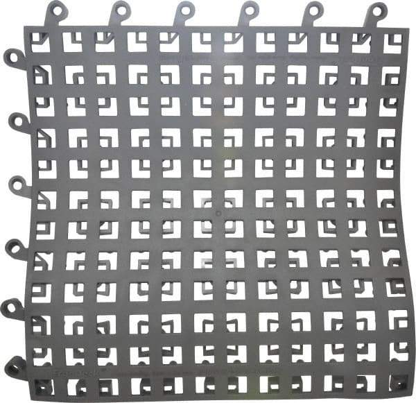 Wearwell - 18" Long x 18" Wide x 7/8" Thick, Anti-Fatigue Modular Matting Soft Open Grid - Male & Female, 4 Interlocking Sides, Charcoal, For Dry & Wet Areas, Series 564 - Top Tool & Supply