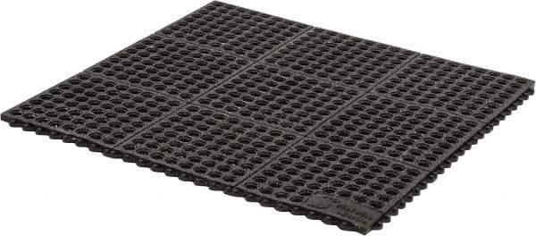 Wearwell - 3' Long x 3' Wide x 5/8" Thick, Anti-Fatigue Modular Matting Tiles - Black, For Dry & Wet Areas, Series 576 - Top Tool & Supply