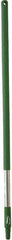 Vikan - 39-1/2 x 1-1/4" Stainless Steel Squeegee Handle - European Threaded Connection, Green - Top Tool & Supply