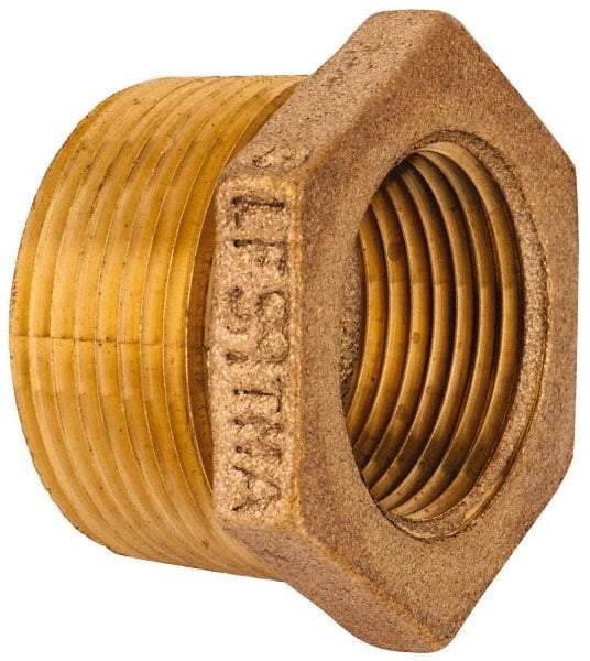 Merit Brass - Class 125, 1-1/4 x 1" Internal Pipe, Lead Free Brass Hex Bushing - MNPT x FNPT - Top Tool & Supply