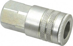 Parker - 3/8-18 Female NPTF Industrial Pneumatic Hose Coupler - Steel, 3/8" Body Diam - Top Tool & Supply